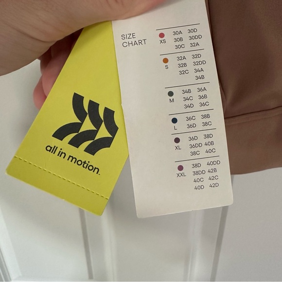 NWT Women’s All in Motion Taupe Square Neck Cross Back Sports Bra Medium Support - Picture 6 of 7